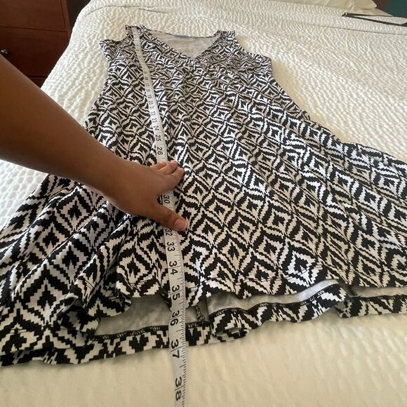 New York & Company Women's Sleeveless Black White Fit & Flare Dress Size L - Picture 7 of 8